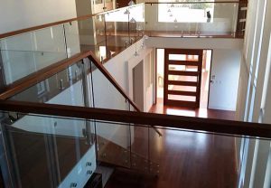 glass balustrade wooden floor
