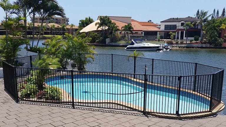 aluminium pool fencing on bank of canal - aluminium pool fencing Gold Coast, QLD